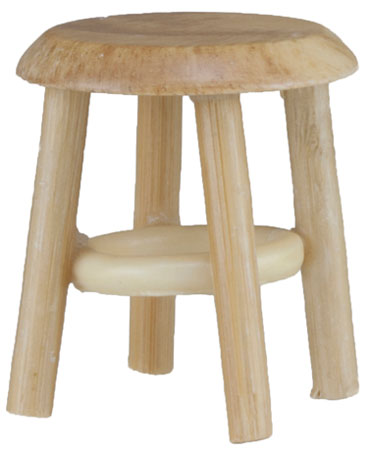 Dollhouse Miniature Stool, Oak